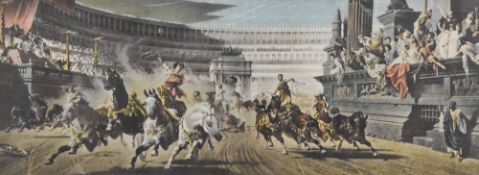 After Alexander von Wagner (Hungarian 1838–1919) colour print 'The Chariot Race' within gilt mount