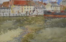 Nathan Vanderlyn (British 1872-1946) watercolour 'Poole Harbour Dorset', within off white card mount