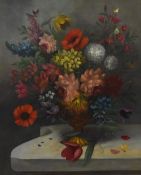 Attributed to Franz Xaver Petter (Austrian 1781-1866) oil on canvas, still life study, vase of
