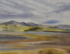 H.Knight (20th Century), watercolour, A reservoir and dam, signed to the lower right, framed,
