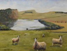 Peter Orde (British, Contemporary) acrylic on board, 'Crag Lough', shows an English landscape scene,