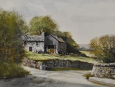 A 20th century English school watercolour, entitled 'Country Lane Lake District' verso, signed