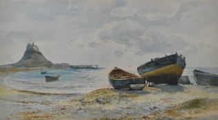 Robert Malcolm Lloyd (British 1855 -1945) 'Holy Island Northumberland' shows the castle on Holy