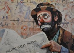 After Barry Leighton Jones (British 1932-2011) colour print of famous clown Emmett Kelly 'Tycoon