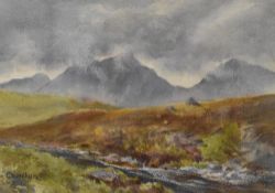 Artist unknown, watercolour 'Ben Cruachan', within gilt mount and gilt frame, under glass. 35 cm x
