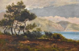 Alfred J Roberton (British 19th century) oil on canvas, Mediterranean coastal scene, signed and