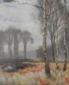 James Thomas Watts (British 1853-1930) watercolour, entitled 'In a Windermere Birch Wood' to