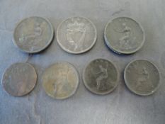 A small collection of GB & Irish Coins, GB, George III 1806 & 1807 Penny, 1806 & 1807 x 2 Half