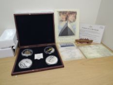A Windsor Mint Limited Edition Titanic Tribute Four Coin Set, copy of third class breakfast,