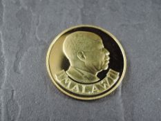 A 1978 Malawi 250 Kwaha Gold Coin, two Nyala Deer to reverse, Uncirculated in plastic capsule and