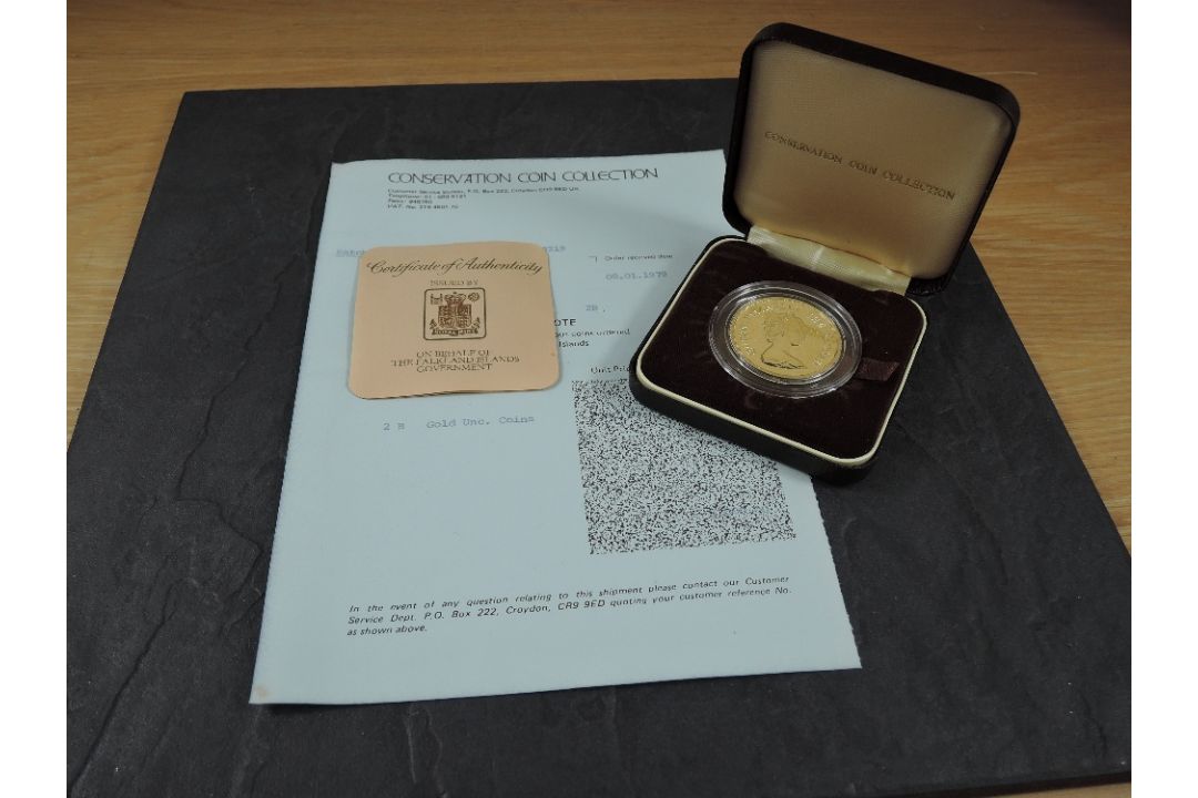 A 1979 Falkland Islands £150 Gold Coin, Southern Sea Lion to reverse, Uncirculated in plastic - Image 3 of 3