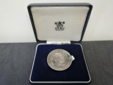 A Royal Mint Silver Medallion, 1969 Charles Prince of Wales Investiture, weight 70g, in fitted case
