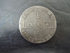 A William III 1695 Silver Crown, bust facing right, GVLIELMUS III DEI GRA, reverse, crowned