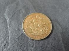 A 1893 Queen Victoria Gold Sovereign, George & Dragon, Old head, Melbourne Mint, 7.9g