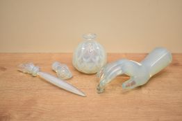 A Sabino France opalescent glass hand sculpture, L19cm, sold together with a Sabino oealescent glass