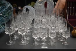 A large group of vintage German Holdfast Cordial crystal glasses, approx. 38 pieces