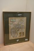 Afert Herman Mall (1654 - 1732), A polychrome print of Cumberland, framed and glazed, w34cm x