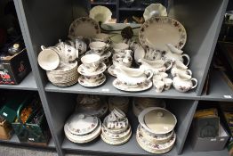 A large collection of Royal Doulton Camelot pattern tea/dinner wares, to include egg cups, milk