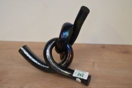 A 1980s John Ditchfield 'Glasform' twisted knott sculpture, 17cm, makers mark to base, slightly