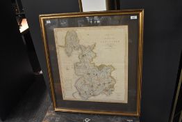 A large hand coloured engraved map of Lancaster, printed for C.Smith No.172 strand, 65cm x 73cm