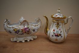 An early 20th century Franziska Hirsch Dresden porcelain tureen, decorated having colourful
