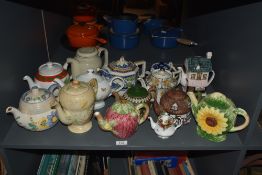 A large selection of vintage ceramic tea and coffee pots, to include a Royal Albert Old Country Rose