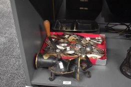 An early 20th century Spong & Co coffee grinder, decorated having gold edging and wooden handle,
