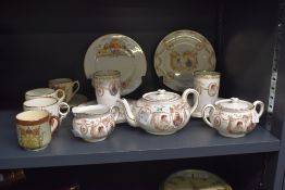 A Royal Doulton Commemoration part tea service, decorated with Coronation of His Majesty, to include