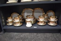 A large Royal Albert fine bone China Imari design dinner service, makers mark to base, pattern No.