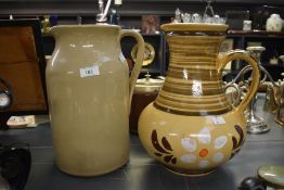 A large Moira pottery glazed stone ware milk jug, h32cm, sold together with a large German style