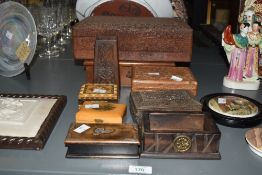 A selection of early 20th century trinket boxes, to include a Burns Monument Mauchline ware box,