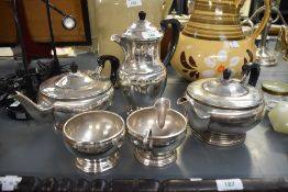An attractive Mappin and Webb silver plated part tea service, comprising of coffee pot, h23cm, two