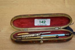 A fine late 19th / early 20th century tortoiseshell case, decorated having mother of pearl floral