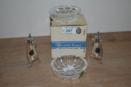 A pair of 20th century Waterford Crystal dishes with original box, eched 'waterford'on edge of dish,