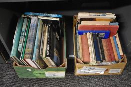 Two boxes containing various Cumbrian novels, to include Owd Bob by Alfred Ollivant, Wandering in