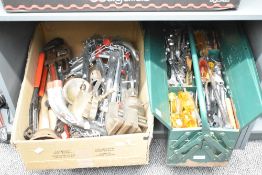 A green metal heavy duty cantilever tool box, labelled C.K, No 1601, W.Germany, inside containing