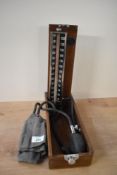 A mid-century Accoson bloodpressure instrument held in an oak case, L31cm