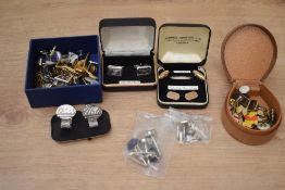 A box containing various jewellery, to include Sterling Silver Rhodium plated cufflinks, rolled gold