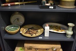 A selection of studio pottery, to include a Japanese green tea bottle, h14cm, a Chinese lime green