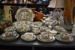 A Coalport dinner Indian tree pattern service, makers mark to base, to include ashette, fruit