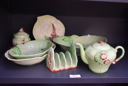 A good selection of assorted Carlton ware pottery, comprising of tea pot, sugar bowl, toast rack,