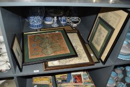 A selection of polychrome map prints of Lancaster, sold together with a John Player cigarette