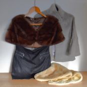A Le Sentier genuine mink short jacket, new with tags, size M, a 1990s Tony Cohen faux grey cape,
