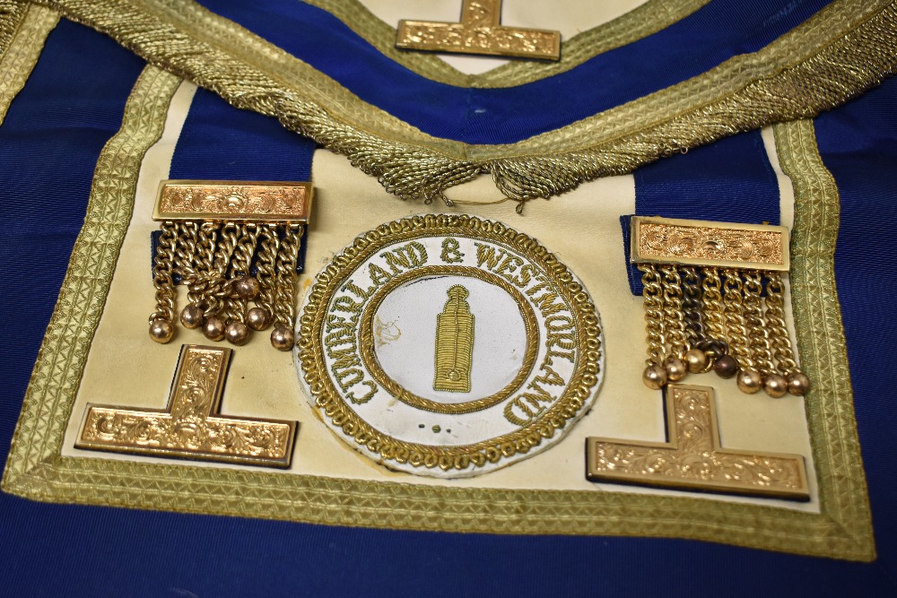 Seven pieces of local interest Masonic Regalia comprising six Westmorland and Cumberland district - Image 29 of 30
