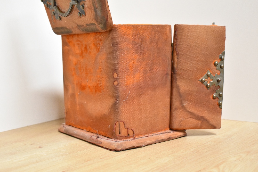 A Victorian sewing chest / box in orange velvet with brass fixings, having inner drawers labelled ' - Image 29 of 33