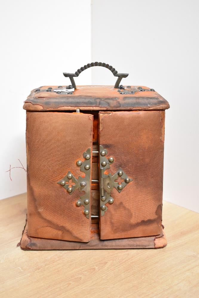 A Victorian sewing chest / box in orange velvet with brass fixings, having inner drawers labelled ' - Image 33 of 33