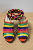 A pair of vintage Charles Jourdan 'Ulema' mules in multicoloured soft kid leather, size 6B, having