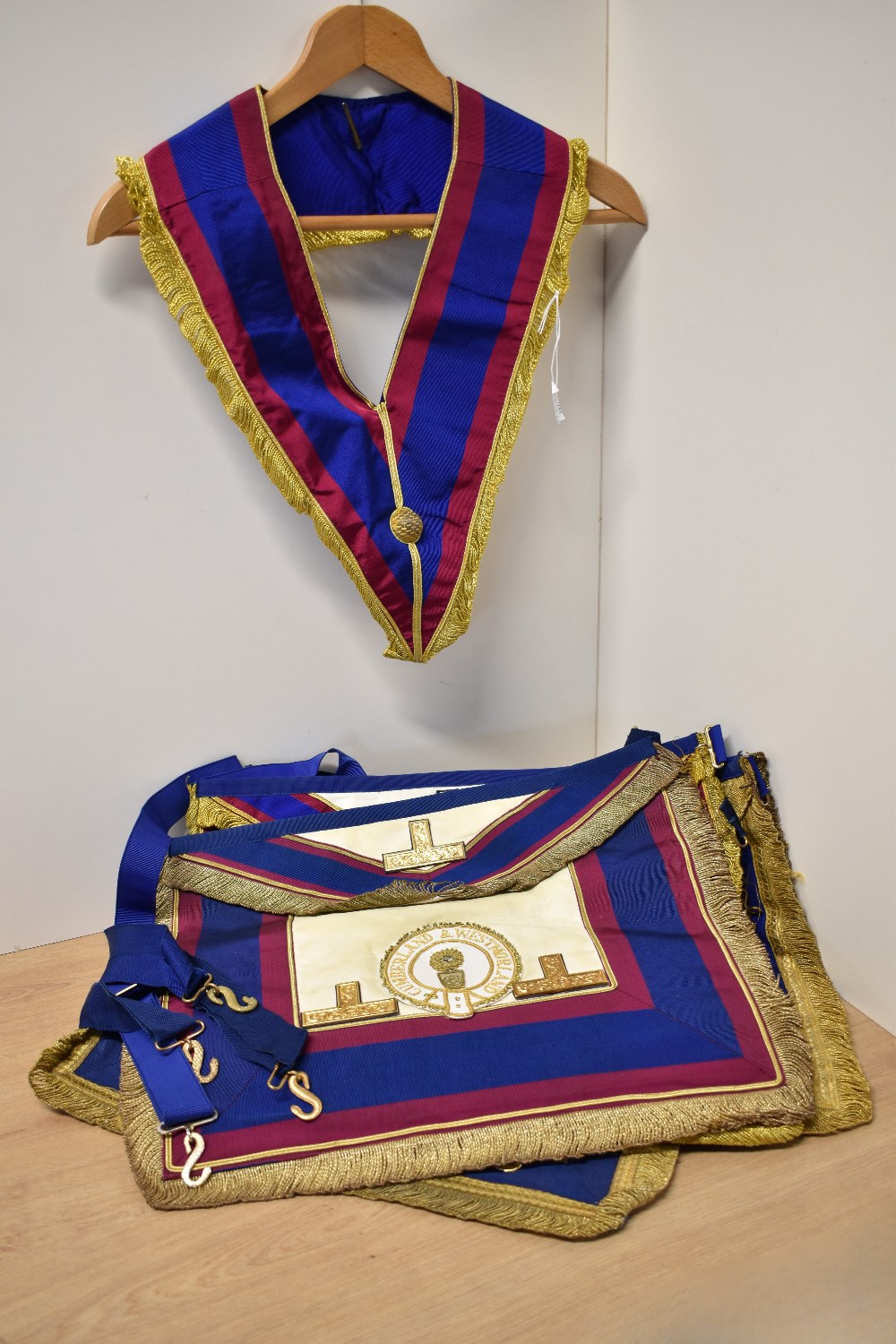 Seven pieces of local interest Masonic Regalia comprising six Westmorland and Cumberland district - Image 2 of 30