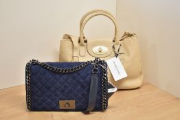 Two Russel & Bromley leather handbags in lovely condition. A 'CHAINY' cross-body bag in navy Nappa