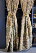 Two pairs of early-20th century William Morris' 'Birds in Forest' pattern curtains, jacquard